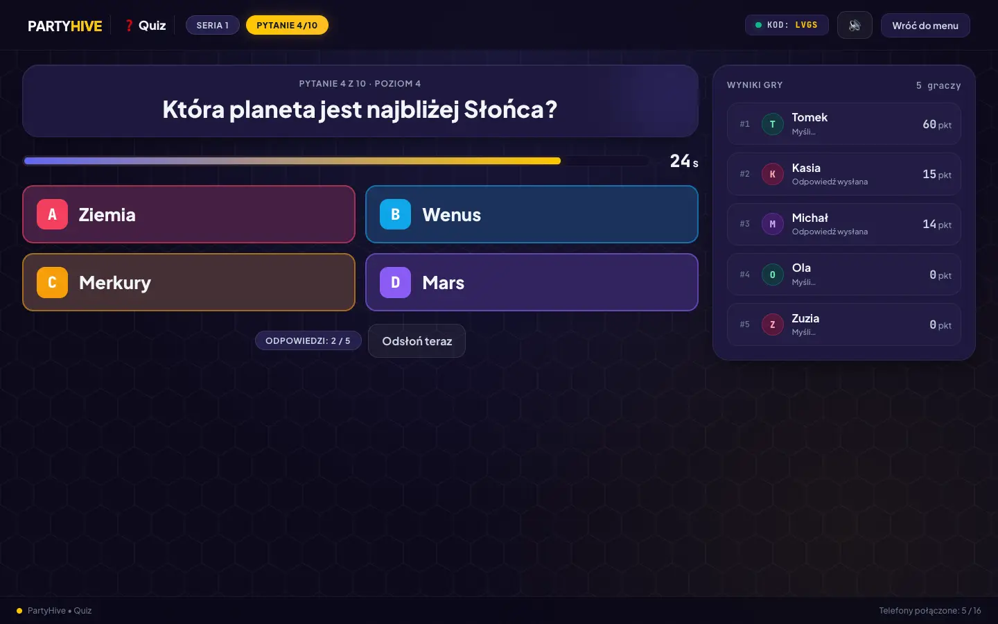 Quiz – ekran gry